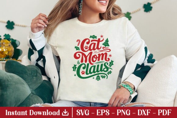 Cat Mom Claus SVG: A Festive Graphic Design Asset for Local Business Crafts