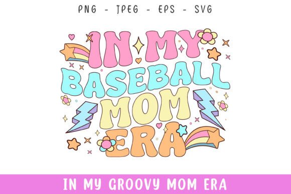 In My Groovy Retro Baseball Mom Era SVG: A Graphic Design Asset for Crafts and Blogs