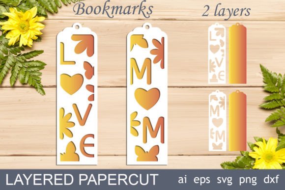 Mothers Day Bookmark Graphics for Crafts and Editorial Design